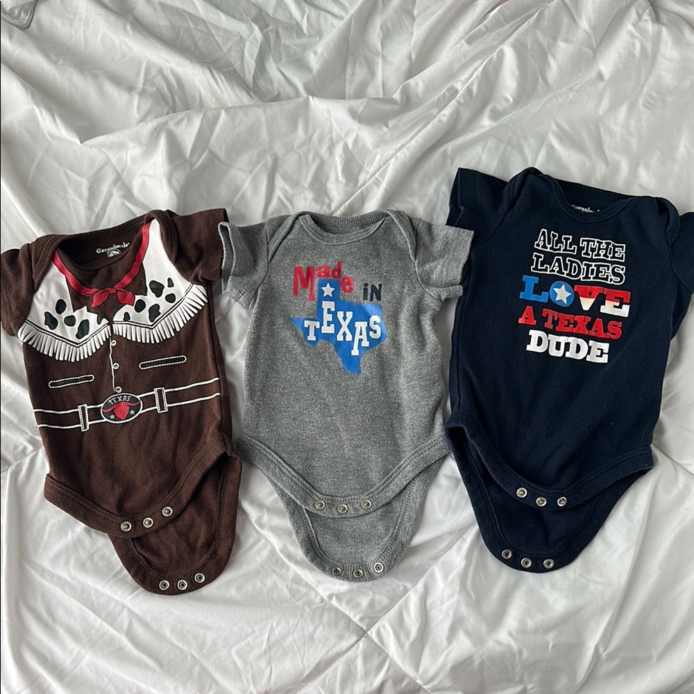 Carter's Texas-Themed Baby Onesie Trio - Brown, Gray, Navy